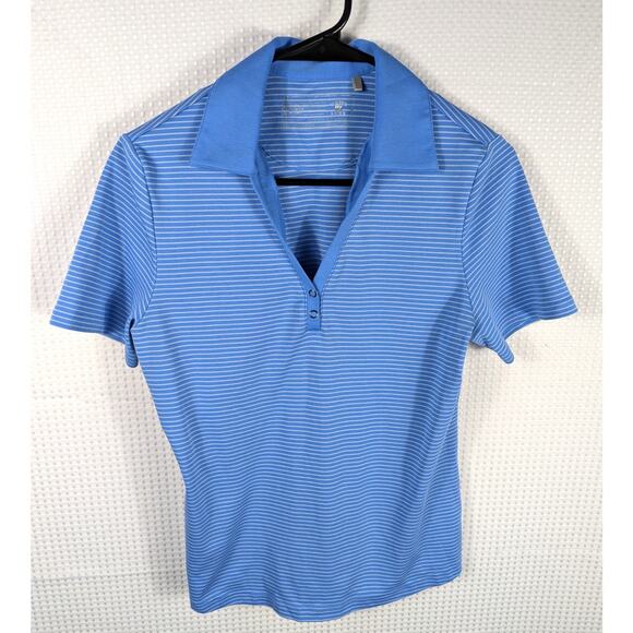 Cutter & Buck Polo Shirt Womens Small Blue White Stripe Pima Cotton Golf Top - Picture 1 of 3